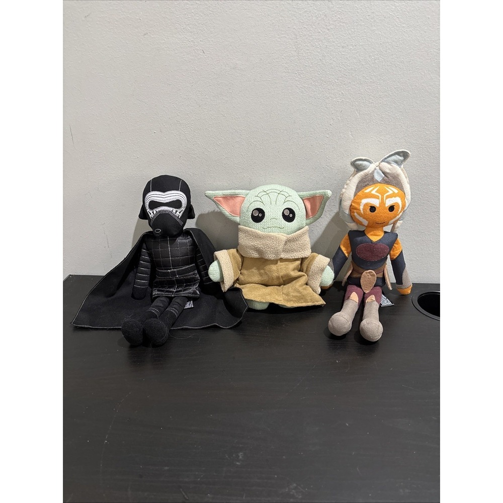 3 Disney Kylo Ren Baby Yoda Ashoka Tano Star Wars Galaxy's Edge Plush Knit Doll